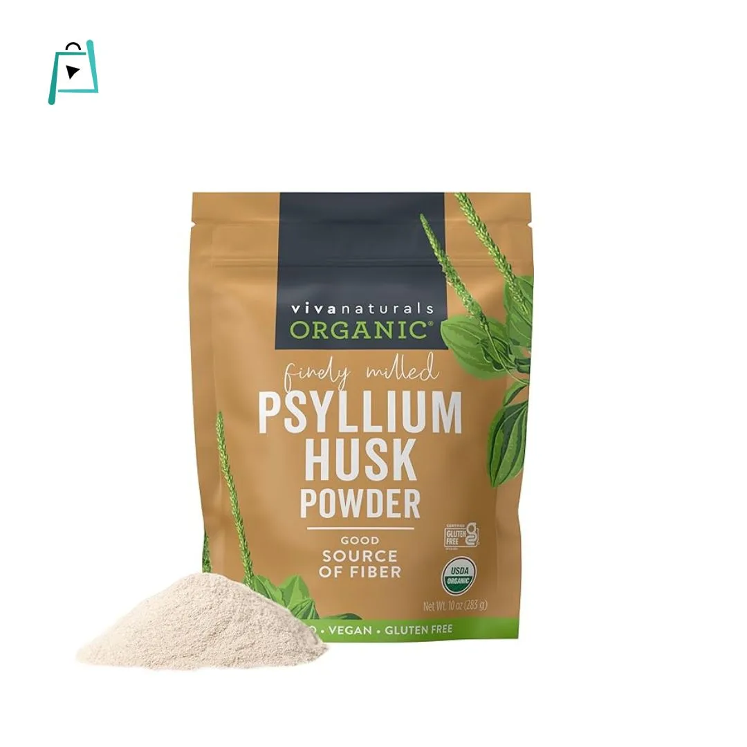 Viva Naturals Organic Psyllium Husk Powder, 10 oz - Finely Ground, Unflavored Plant Based Superfood - Good Source of Fiber for Gluten-Free Baking, Juices & Smoothies - Certified Vegan, Keto and Paleo